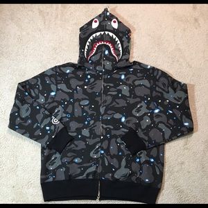 BAPE PNOR SPACE CAMO HOODIE- blk